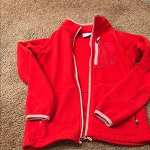 Columbia red fleece with pink accents